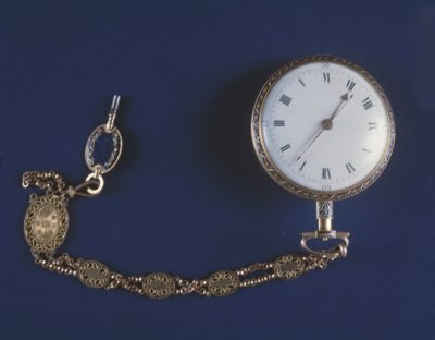 图片[1]-Copper plated enamel pocket watch with diamond inlay-China Archive